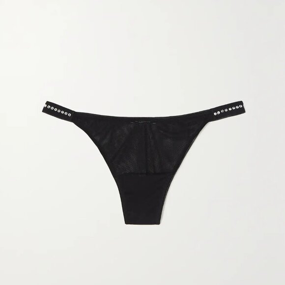 I.D. SARRIERI SWAROVSKI Nuit Interdit crystal-embellished tulle thong - BNWT XS - Picture 5 of 8
